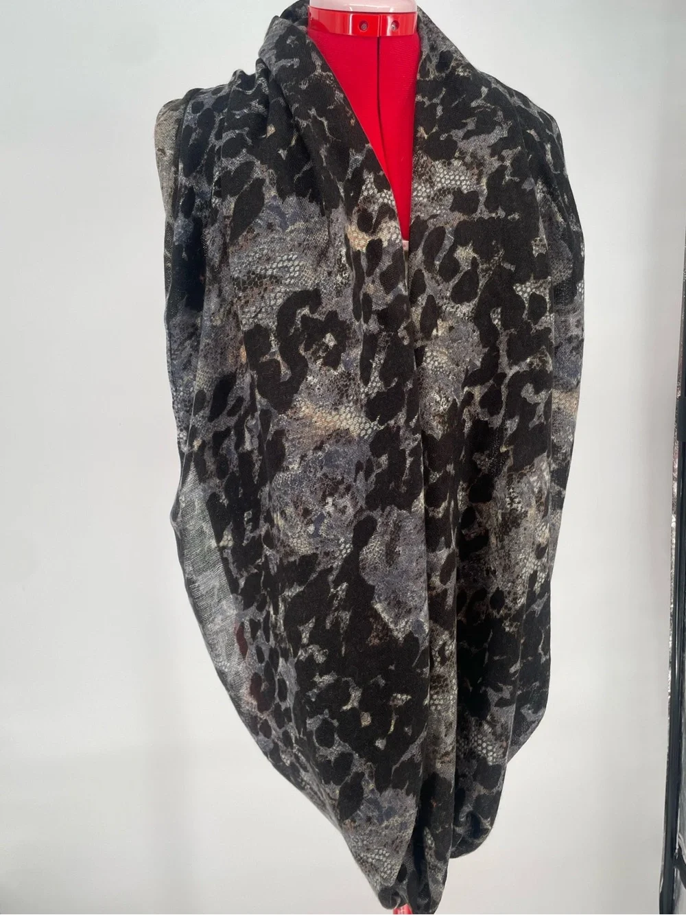 Animal Print Gray Brown Silence + Noise Soft Oversized Tube Scarf Circle Scarf